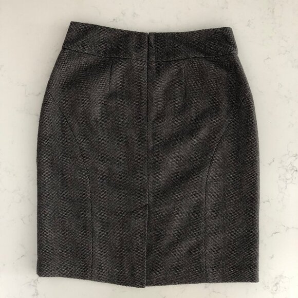 Banana Republic Birdseye Hi Waisted Lined Poly Rayon Pencil Skirt Brown Sz 4 - Picture 4 of 10
